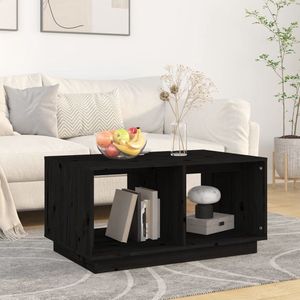 The Living Store Salontafel 80x50x40 cm massief grenenhout zwart - Salontafel - Houten Salontafel - Grenenhout Salontafel - Zwarte Salontafel - Salontafeltje