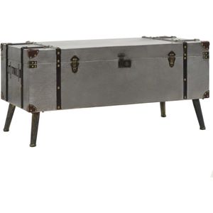 The Living Store Salontafel Vintage Reiskoffer - 102x51x47.5 cm - Aluminium MDF - Met opbergdoos