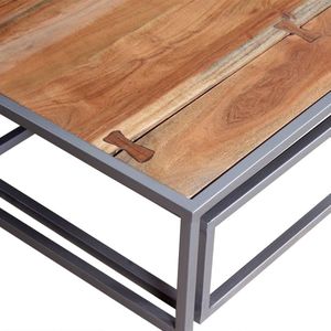 The Living Store Salontafelset Acacia - 65 x 65 cm - Bruin houten meubel