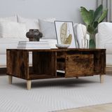 The Living Store Salontafel - Gerookt Eiken - 90 x 50 x 36.5 cm - Met Opbergruimte - Stevig Tafelblad