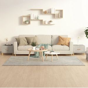 The Living Store Salontafel - betongrijs - 50 x 50 x 40 cm - bewerkt hout - set van 2