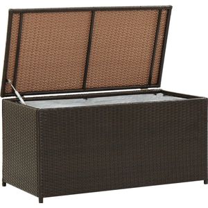 The Living Store Poly Rattan Opbergbox - 100x50x50 cm - Bruin - Rattan - Staal