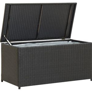 The Living Store Opbergbox - Poly rattan - 100 x 50 x 50 cm - Zwart