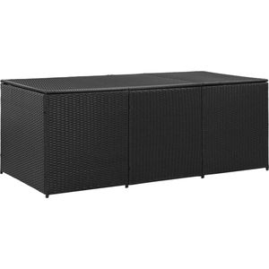 The Living Store Opbergbox - Poly rattan - 180x90x75 cm - Zwart