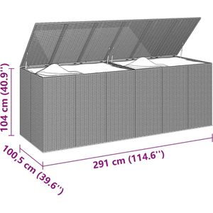 Garten-Kissenbox pe Rattan 291x100,5x104 cm Braun - Gartenboxen - Braun - The Living Store