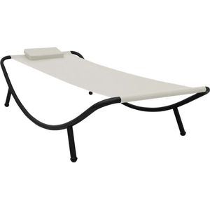 The Living Store Loungebed - Nvt - Tuinmeubelen - 200 x 90 x 40 cm - Crèmewit