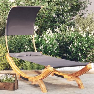 The Living Store Tuinbed Luifel - Massief Hout - Antraciet - 100x200x126cm
