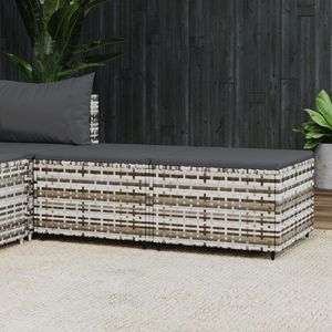 The Living Store Voetenbank - Grijs - PE-rattan - 55x55x31 cm - Verstelbare poten