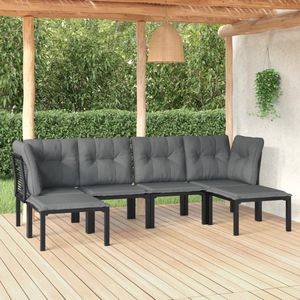 The Living Store Loungeset Hoekstoel en Enkele Stoel - Zwart - 62 x 62 x 68 cm - Weerbestendig PE-rattan