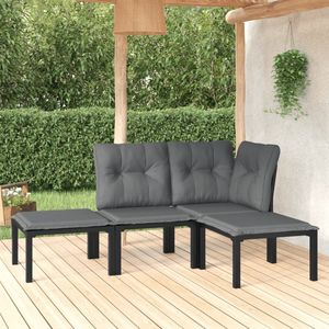 The Living Store Loungeset Zwart - PE-rattan en gepoedercoat staal - 62x62x68 cm - Weerbestendig materiaal - Stabiel en