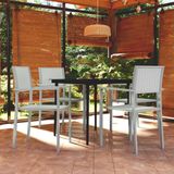 The Living Store Tuinset - Rattan Look - Staal/Glas - Zwart - 80x80x74 cm - Wit - 58.5x53.5x88.5 cm - 110 kg