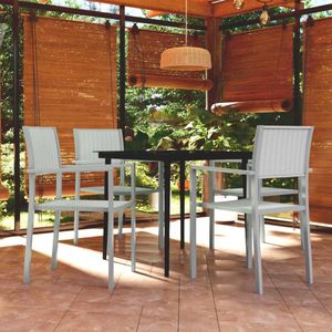 The Living Store Tuinset - Rattan Look - Staal/Glas - Zwart - 80x80x74 cm - Wit - 58.5x53.5x88.5 cm - 110 kg