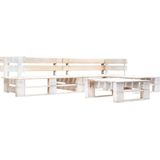 The Living Store Pallet Loungeset - Wit - 220 x 155 x 55 cm - Geïmpregneerd grenenhout