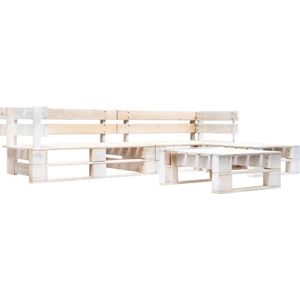 The Living Store Pallet Loungeset - Wit - 220 x 155 x 55 cm - Geïmpregneerd grenenhout