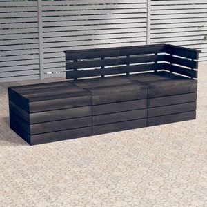 The Living Store loungeset Tuinset - Pallet - Massief grenenhout - Donkergrijs - 60x65x71.5cm (MB) - 65x65x71.5cm (HB)