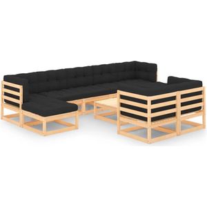 The Living Store Pallet Loungeset - Grenenhout - Antraciet - 70x70x67cm - Modulair