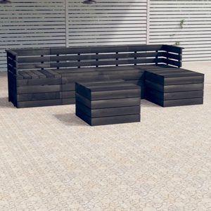 The Living Store Pallet Loungeset - Houten - 60x65x71.5 cm - donkergrijs