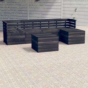 The Living Store 6-delige Loungeset pallet massief grenenhout donkergrijs - Tuinset