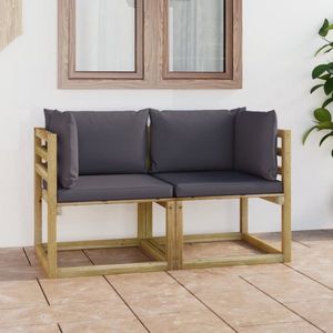 Garten-Ecksofas & Kissen in Grün 2 Stk. Kiefernholz - Gartenmöbel - Holzmöbel - Loungemöbel - Esszimmergarnitur - Outdoor Möbel - The Living Store