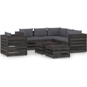 The Living Store Pallet Loungeset - Grenenhout - 69x70x66 cm - Antraciet