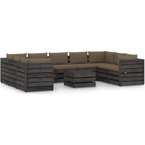 The Living Store Pallet Loungeset - Houten - Grenenhout - Taupe - 69 x 70 x 66 cm