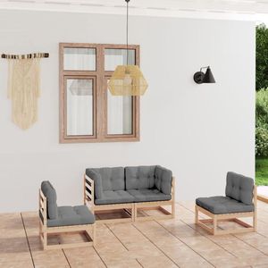 4-tlg. Garten-Lounge-Set mit Kissen Kiefer Massivholz - Gartensitzgruppe - Lounge Set - Gartenmöbel - Rattan Möbel - Outdoor Furniture - The Living