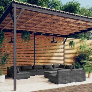 The Living Store Loungeset - Grijze PE-Rattan - Modulair Design - Comfortabele Kussens