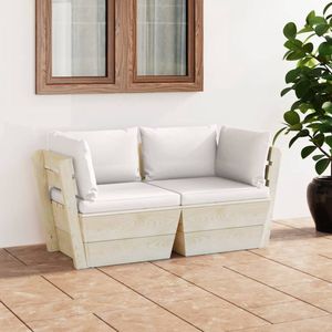 The Living Store Garten-Palettensofa 2-Sitzer mit Kissen Fichtenholz - Gartensorgen - Holzsessel - Outdoor Möbel - Balkonmöbel - Terrassenmöbel