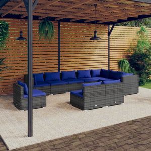The Living Store Loungeset - Poly Rattan - Grijs - 70x70x60.5 cm - Modulair design