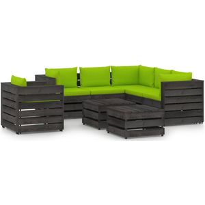 The Living Store Loungeset - Pallet - Tuinmeubelen - 69x70x66 cm - 100% polyester