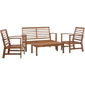 The Living Store Houten Loungeset - Tuinmeubelset - Acaciahout - Olieafwerking - Tafel- 100 x 50 x 33 cm - Bank- 120 x