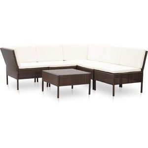 The Living Store Loungeset Modular - Bruin - 6-delig - PE-rattan - Stalen frame