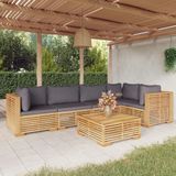 The Living Store Houten loungeset - Teakhout - 69.5x69.5x60 cm - Met kussens