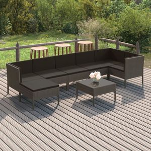 The Living Store 8-tlg. Garten-Lounge-Set mit Auflagen Poly Rattan Grau - Gartenmöbeln - Loungemöbel - Outdoor-Möbel - Rattanmöbel - Gartenloungeset
