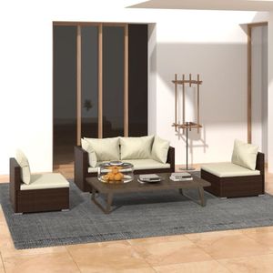 The Living Store Loungeset - Bruin - PE-rattan - Stevig frame - Modulair design - Optimaal zitcomfort