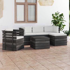 The Living Store Pallet Loungeset - Grenenhout - Crèmewit - Verschillende Maten