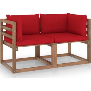 The Living Store Pallets Hoekbank - bruin - 64 x 64 x 70 cm - geïmpregneerd grenenhout - 100% polyester