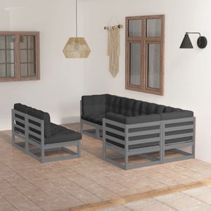 The Living Store 7-tlg. Garten-Lounge-Set mit Kissen Massivholz Kiefer - Gartensitzgruppe - Lounge Set - Gartenmöbel - Outdoor Möbel - Kiefernholz