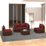 The Living Store Loungeset Luxe Bruin PE-rattan - 70x70x60.5 cm - Modulair Design