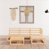 The Living Store Loungeset - Massief grenenhout - 70x70x67 cm - inclusief 2 middenbanken - 1 hoekbank en 2 voetenbanken/tafels