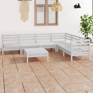 The Living Store Loungeset Pallet - Wit - Massief Grenenhout - 63.5 x 63.5 x 62.5 cm - Modulair