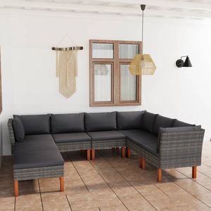 The Living Store Loungeset - Loungeset - Afmetingen- 60.5 x 64.5 x 67 cm - Kleur- Grijs - Ken- Waterbestendig