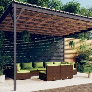 The Living Store Loungeset - Bruin PE-rattan - Modulair design - Stevig frame - Hoogwaardig materiaal - Comfortabele