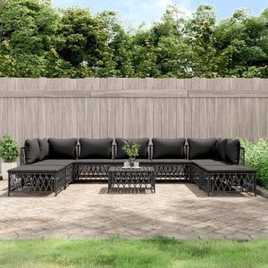 10-tlg. Garten-Lounge-Set mit Kissen Anthrazit Stahl - Gartengeräte - Gartenmöbel - Loungesessel - Outdoor Möbel - Esszimmergarnituren - The Living