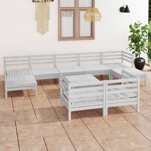 The Living Store Loungeset Pallet - 63.5x63.5x62.5cm - Wit - Massief grenenhout