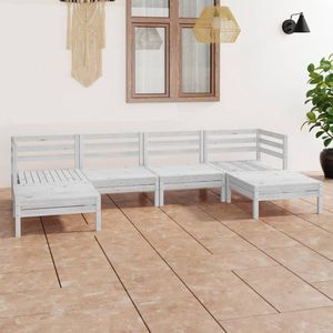 The Living Store Loungeset Pallet Grenenhout - 63.5 x 63.5 x 62.5 cm - Wit