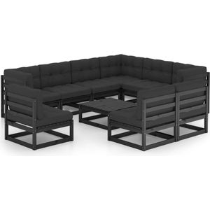 The Living Store Tuinset Grenenhout - Lounge - 70 x 70 x 67 cm - Zwart - Antraciet