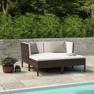The Living Store - 4-tlg. Garten-Lounge-Set mit Auflagen Poly Rattan Braun - Gartenmöbel - Loungesessel - Rattan Gartenmöbel - Outdoor Furniture