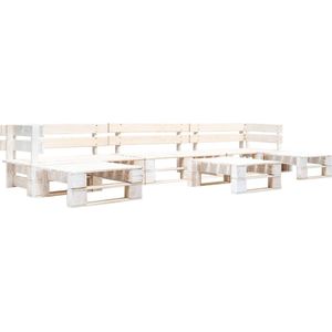 The Living Store 6-delige Loungeset pallet hout wit - Tuinset
