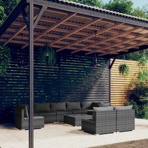 The Living Store Loungeset - Poly Rattan - Grijs - 60x60x30cm - Modulair design